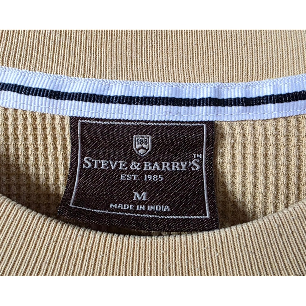 Steve & Barry's Mens Y2K Waffle Knit Thermal Long Sleeve Shirt Yellow Medium - Picture 3 of 4